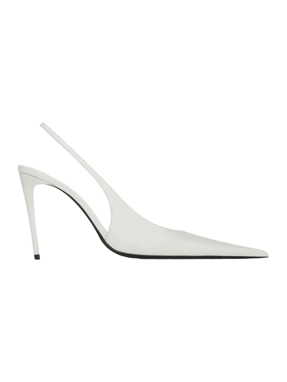 Saint Laurent Women's Guermantes Slingback Pumps in Patent Leather - White