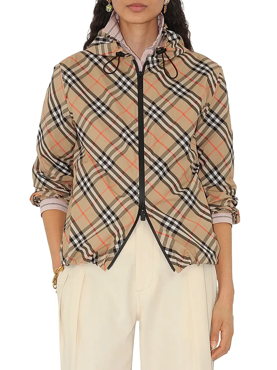 Burberry Women's Check Hooded Jacket | Thumbnail 3 Burberry Women's Check Hooded Jacket | Thumbnail 3