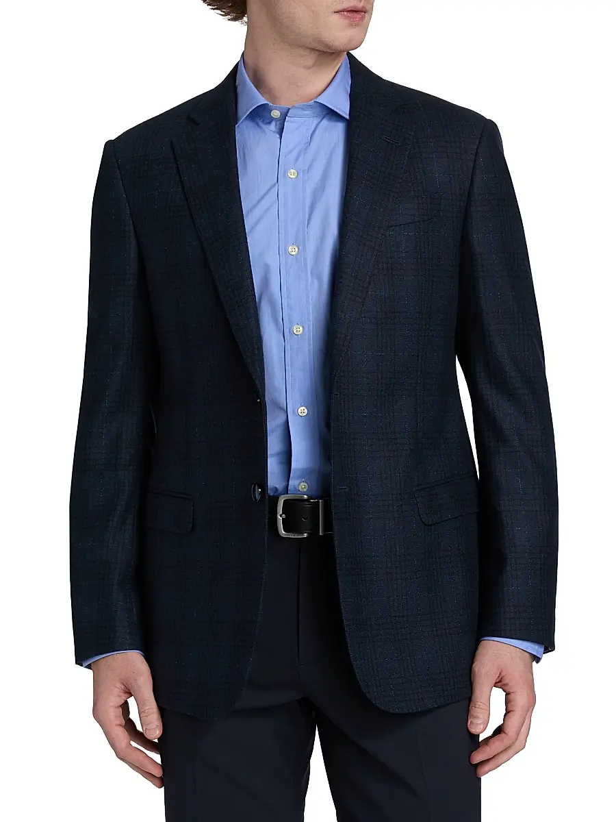 Giorgio Armani Men's Windowpane Plaid Wool-Blend Sport Coat | Thumbnail 3 Giorgio Armani Men's Windowpane Plaid Wool-Blend Sport Coat | Thumbnail 3
