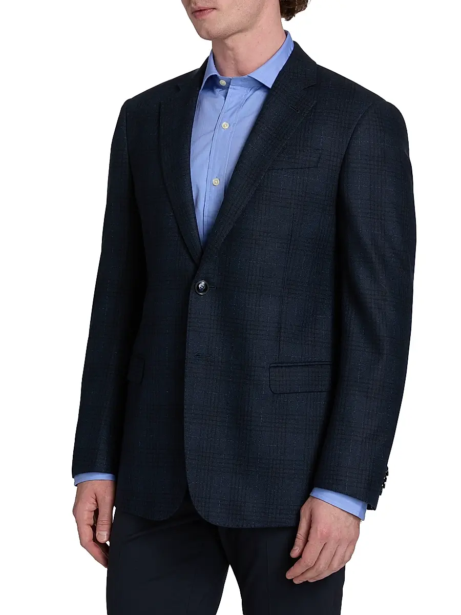 Giorgio Armani Men's Windowpane Plaid Wool-Blend Sport Coat | Thumbnail 4 Giorgio Armani Men's Windowpane Plaid Wool-Blend Sport Coat | Thumbnail 4