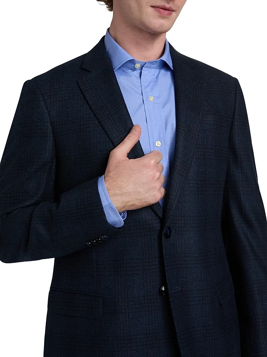 Giorgio Armani Men's Windowpane Plaid Wool-Blend Sport Coat | Thumbnail 6 Giorgio Armani Men's Windowpane Plaid Wool-Blend Sport Coat | Thumbnail 6