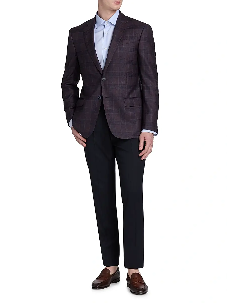 Emporio Armani Men's Plaid Wool Sport Coat | Thumbnail 2