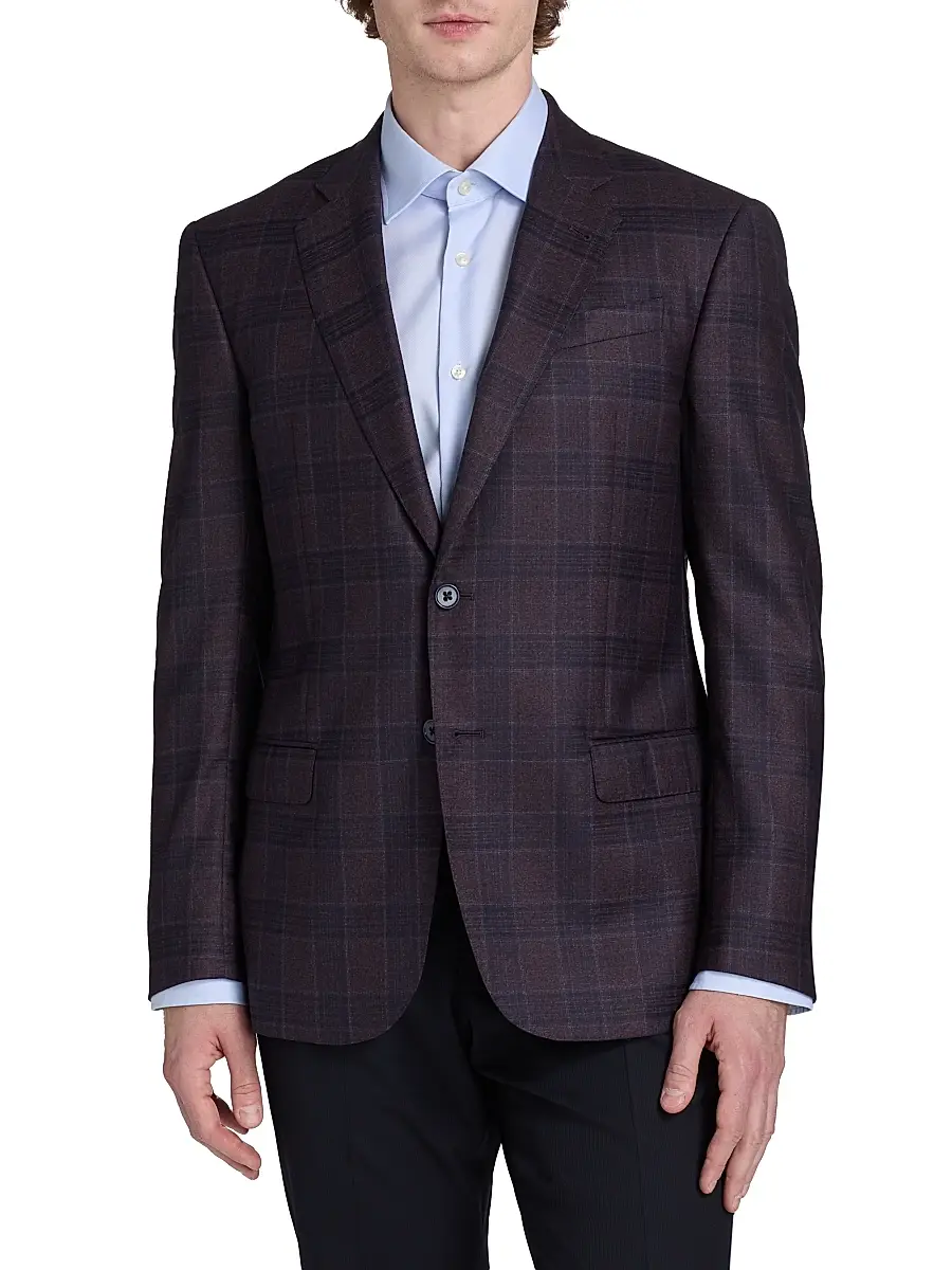 Emporio Armani Men's Plaid Wool Sport Coat | Thumbnail 3