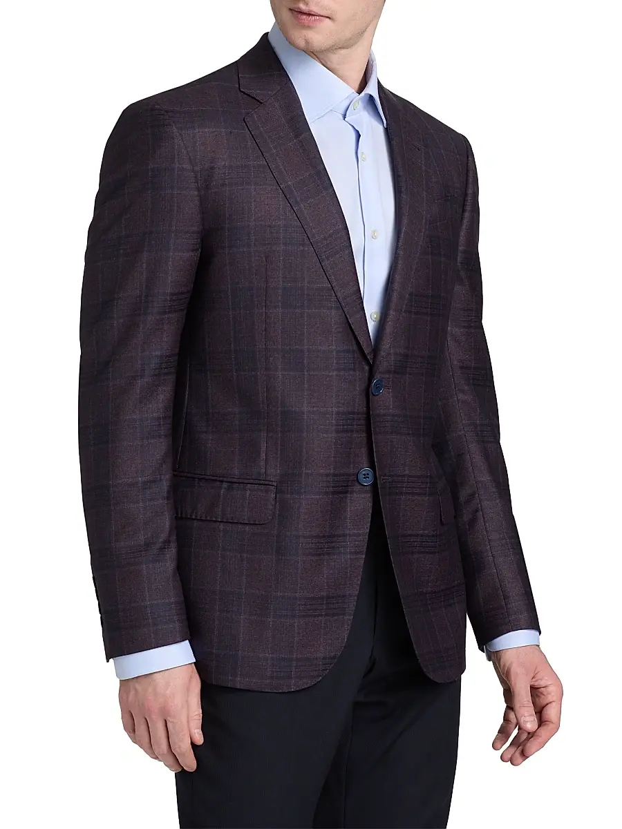 Emporio Armani Men's Plaid Wool Sport Coat | Thumbnail 4