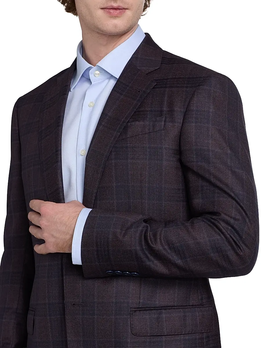 Emporio Armani Men's Plaid Wool Sport Coat | Thumbnail 6