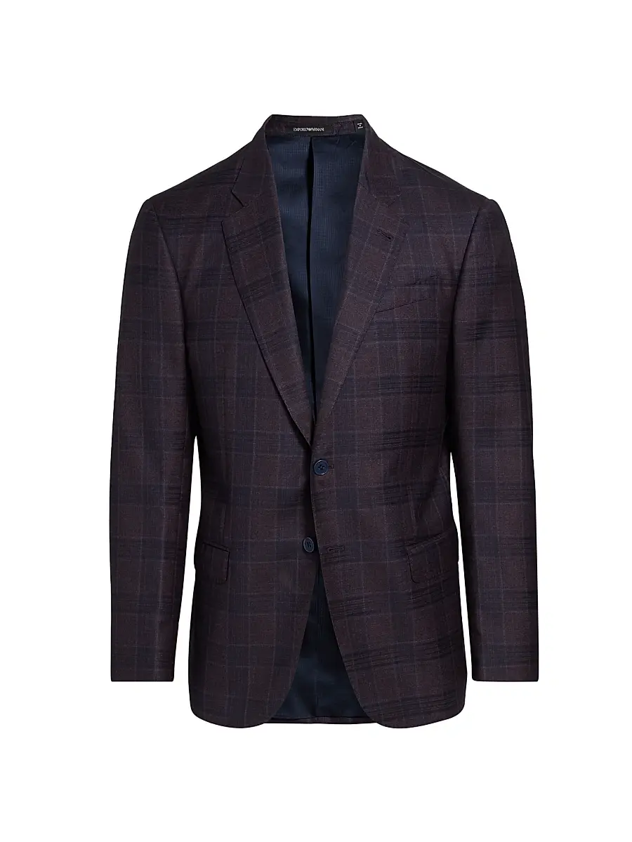 Emporio Armani Men's Plaid Wool Sport Coat | Image 1 Emporio Armani Men's Plaid Wool Sport Coat | Image 1