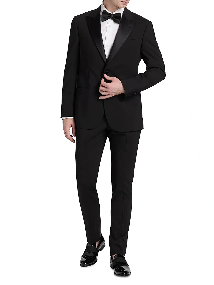 Emporio Armani Men's Satin-Lapel Wool Tuxedo - Black Beauty | Thumbnail 2 Emporio Armani Men's Satin-Lapel Wool Tuxedo - Black Beauty | Thumbnail 2