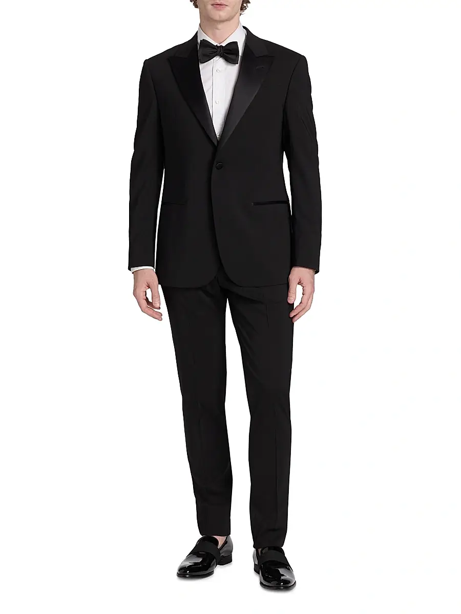 Emporio Armani Men's Satin-Lapel Wool Tuxedo - Black Beauty | Thumbnail 3 Emporio Armani Men's Satin-Lapel Wool Tuxedo - Black Beauty | Thumbnail 3