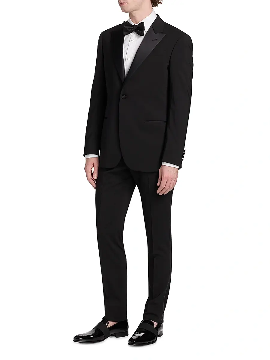 Emporio Armani Men's Satin-Lapel Wool Tuxedo - Black Beauty | Thumbnail 4 Emporio Armani Men's Satin-Lapel Wool Tuxedo - Black Beauty | Thumbnail 4