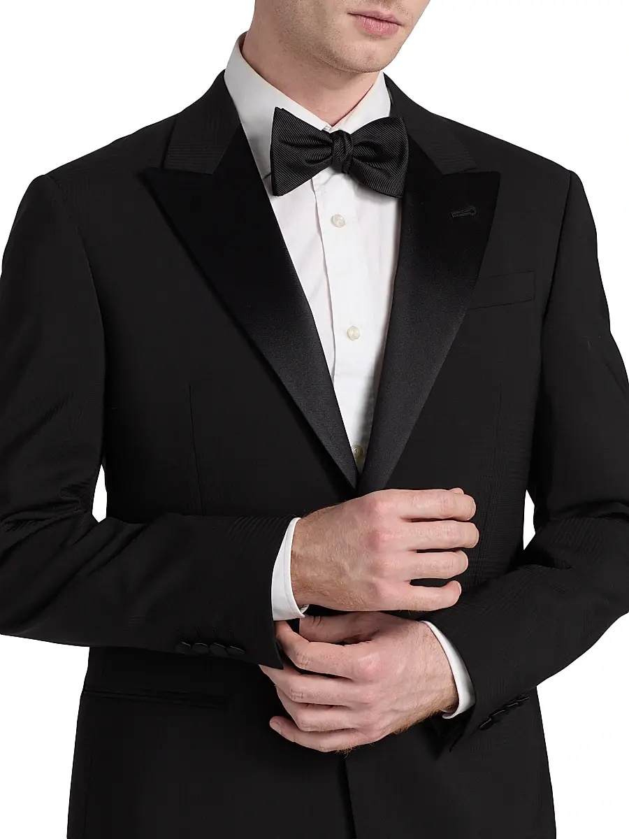 Emporio Armani Men's Satin-Lapel Wool Tuxedo - Black Beauty | Thumbnail 6 Emporio Armani Men's Satin-Lapel Wool Tuxedo - Black Beauty | Thumbnail 6