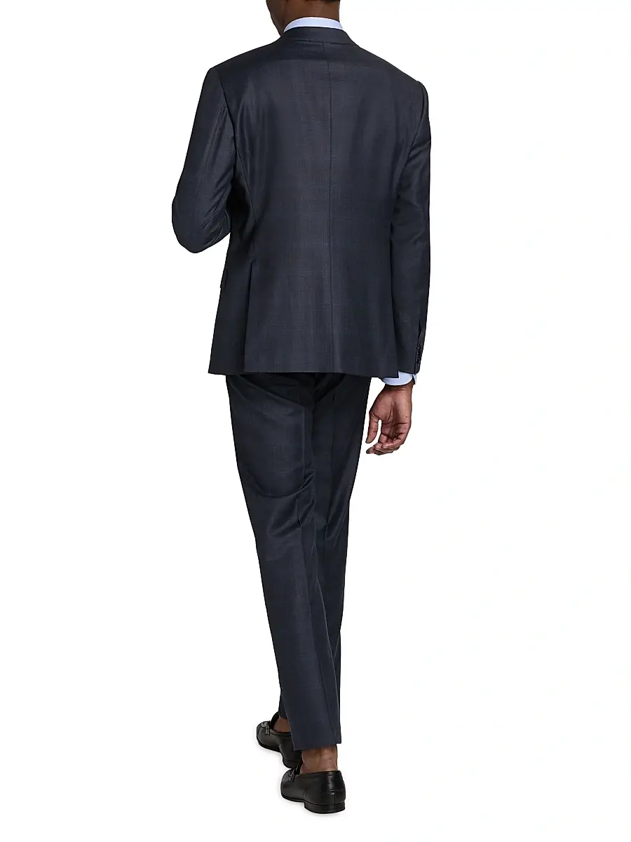 Giorgio Armani Men's Windowpane Plaid Wool-Silk Suit - Dark Blue | Thumbnail 5 Giorgio Armani Men's Windowpane Plaid Wool-Silk Suit - Dark Blue | Thumbnail 5