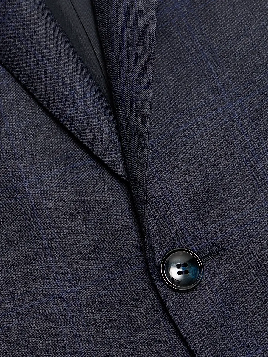 Giorgio Armani Men's Windowpane Plaid Wool-Silk Suit - Dark Blue | Thumbnail 7 Giorgio Armani Men's Windowpane Plaid Wool-Silk Suit - Dark Blue | Thumbnail 7