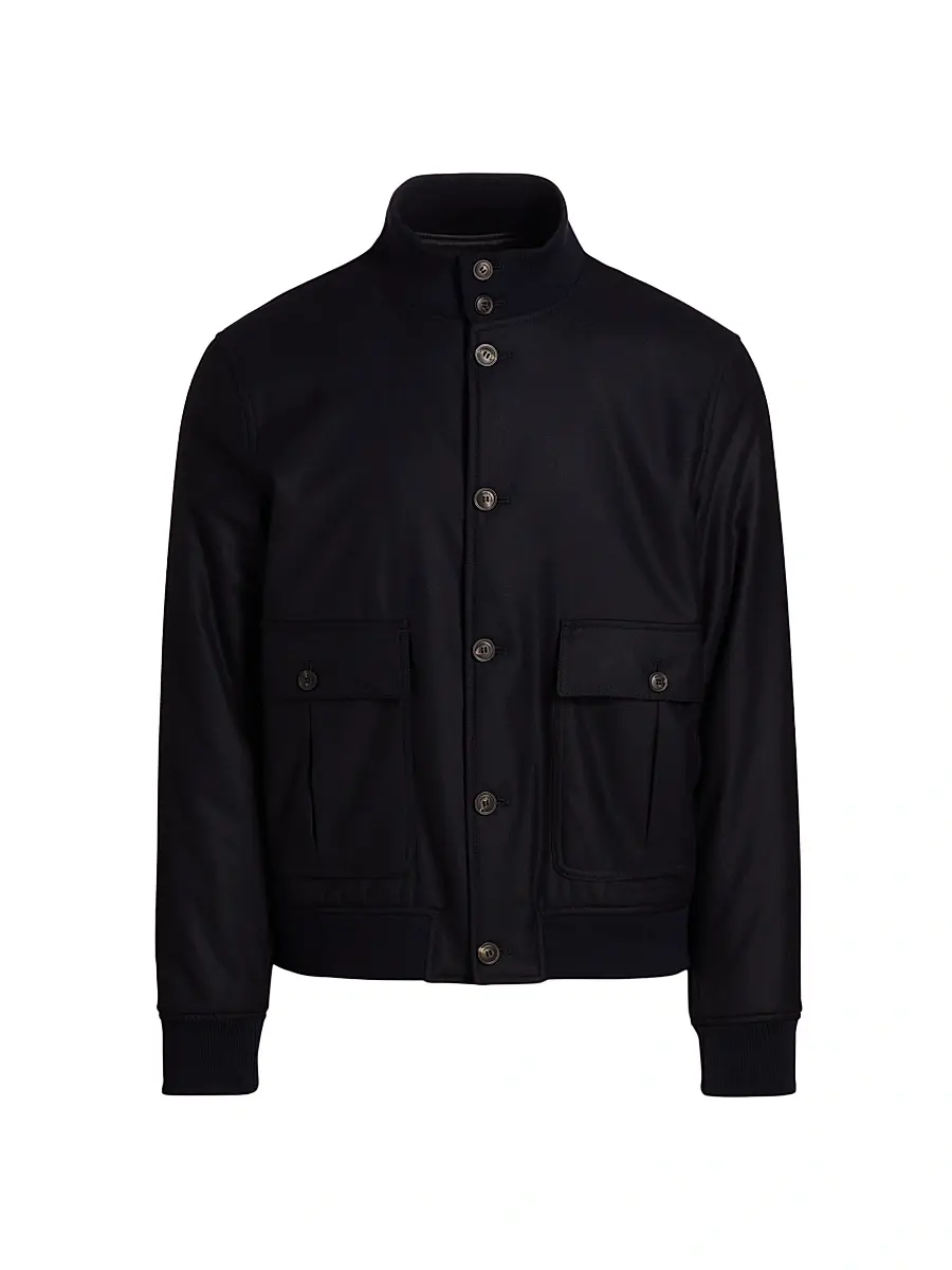 Emporio Armani Men's Wool Bomber Jacket - Dark Navy - Size 40 | Image 1 Emporio Armani Men's Wool Bomber Jacket - Dark Navy - Size 40 | Image 1
