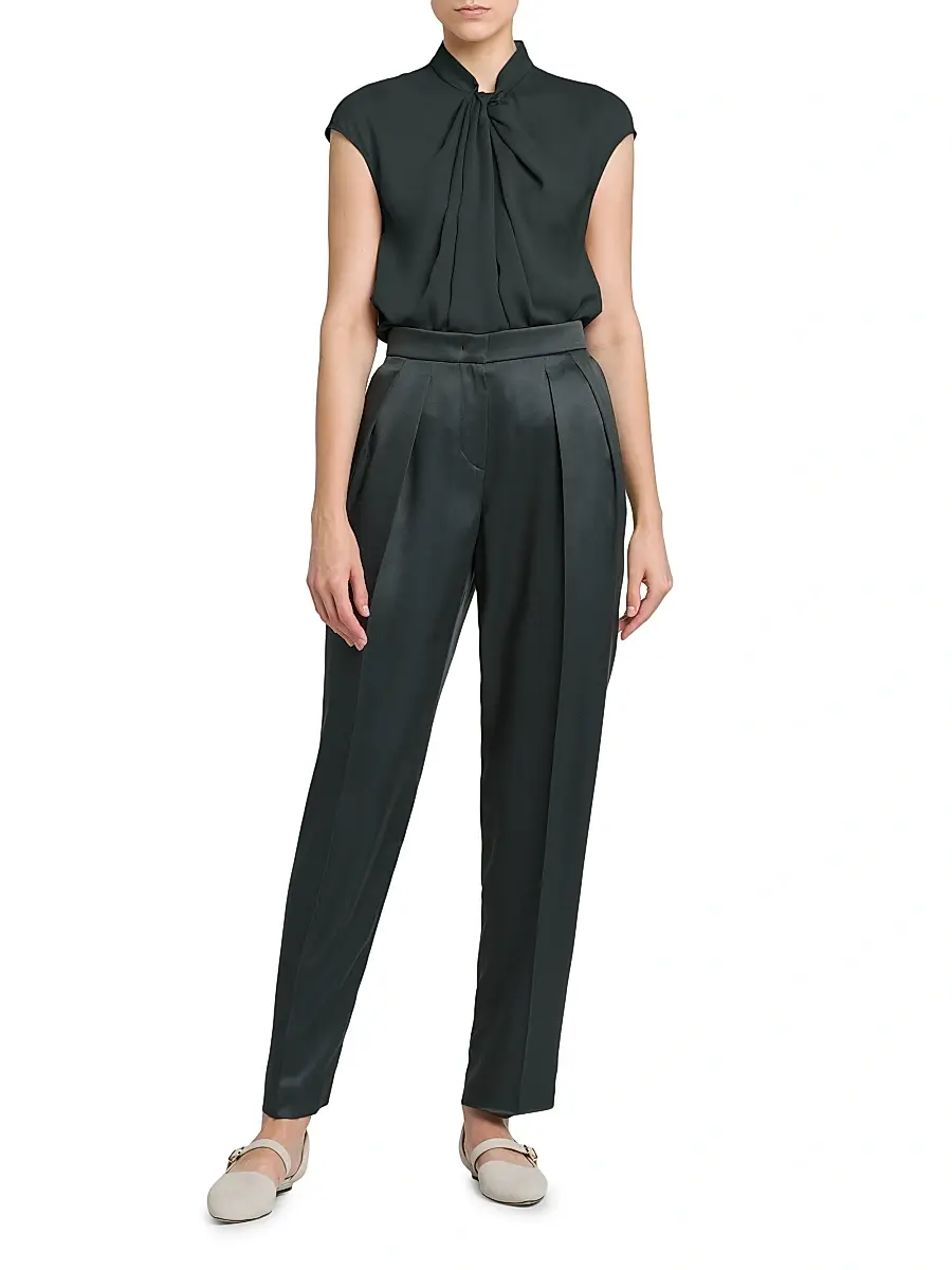 Giorgio Armani Women's Double Georgette Washed Silk Shirt | Thumbnail 2 Giorgio Armani Women's Double Georgette Washed Silk Shirt | Thumbnail 2
