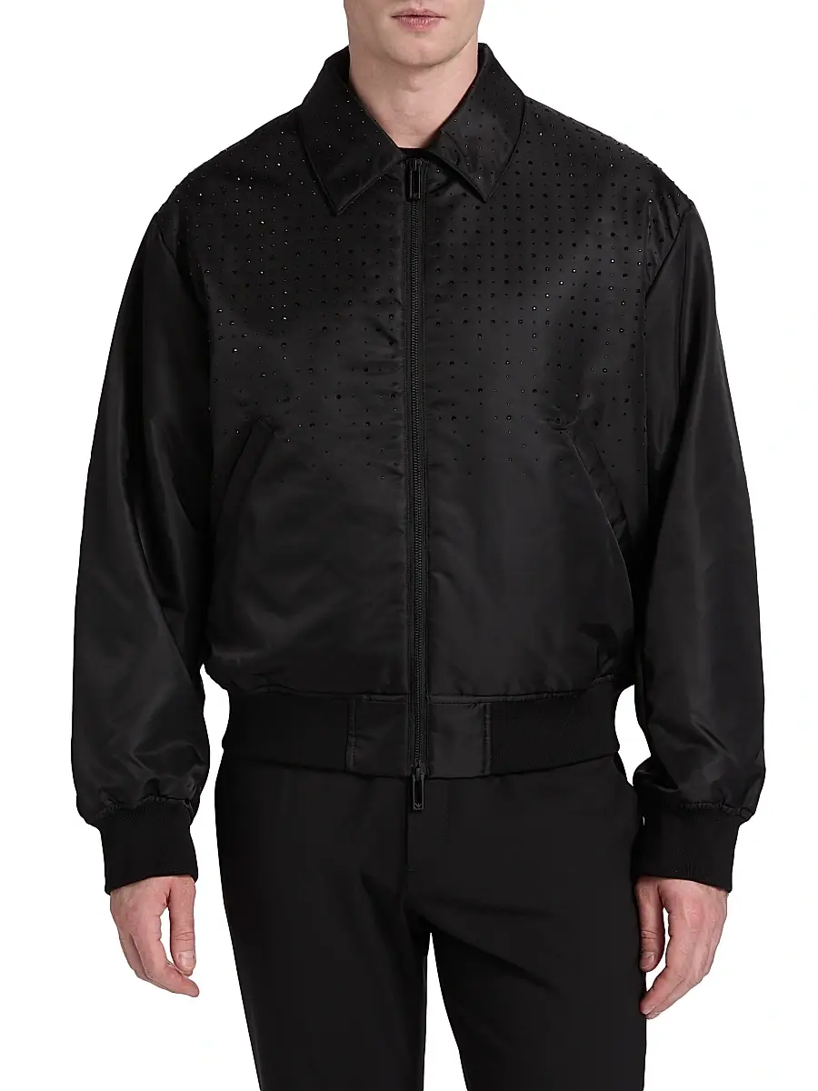 Emporio Armani Men's Clubwear Capsule Rhinestone Bomber Jacket | Thumbnail 3 Emporio Armani Men's Clubwear Capsule Rhinestone Bomber Jacket | Thumbnail 3
