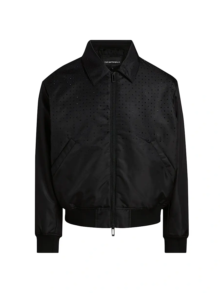 Emporio Armani Men's Clubwear Capsule Rhinestone Bomber Jacket | Image 1 Emporio Armani Men's Clubwear Capsule Rhinestone Bomber Jacket | Image 1