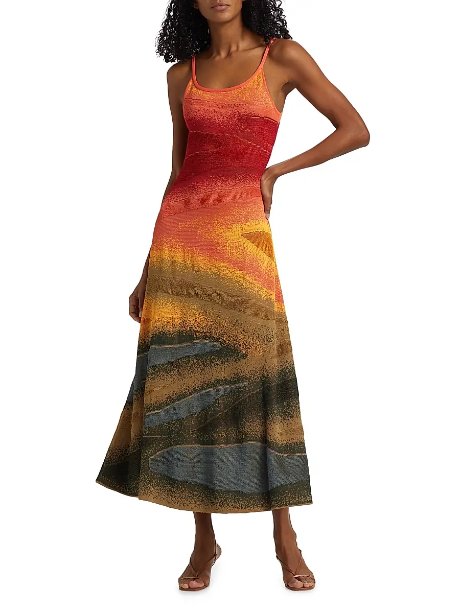 The Elder Statesman Women's Abstract Fine-Knit Sleeveless Midi-Dress | Thumbnail 2 The Elder Statesman Women's Abstract Fine-Knit Sleeveless Midi-Dress | Thumbnail 2