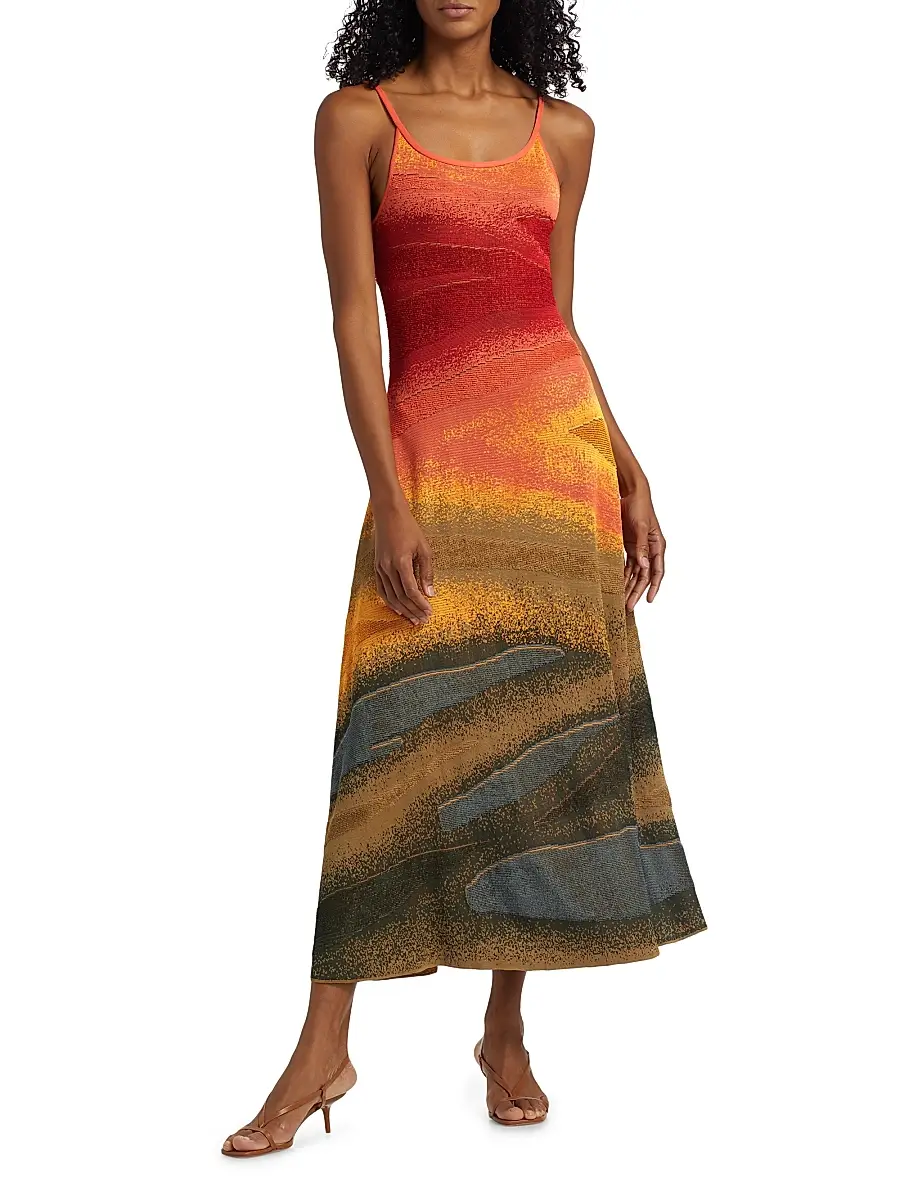 The Elder Statesman Women's Abstract Fine-Knit Sleeveless Midi-Dress | Thumbnail 3 The Elder Statesman Women's Abstract Fine-Knit Sleeveless Midi-Dress | Thumbnail 3