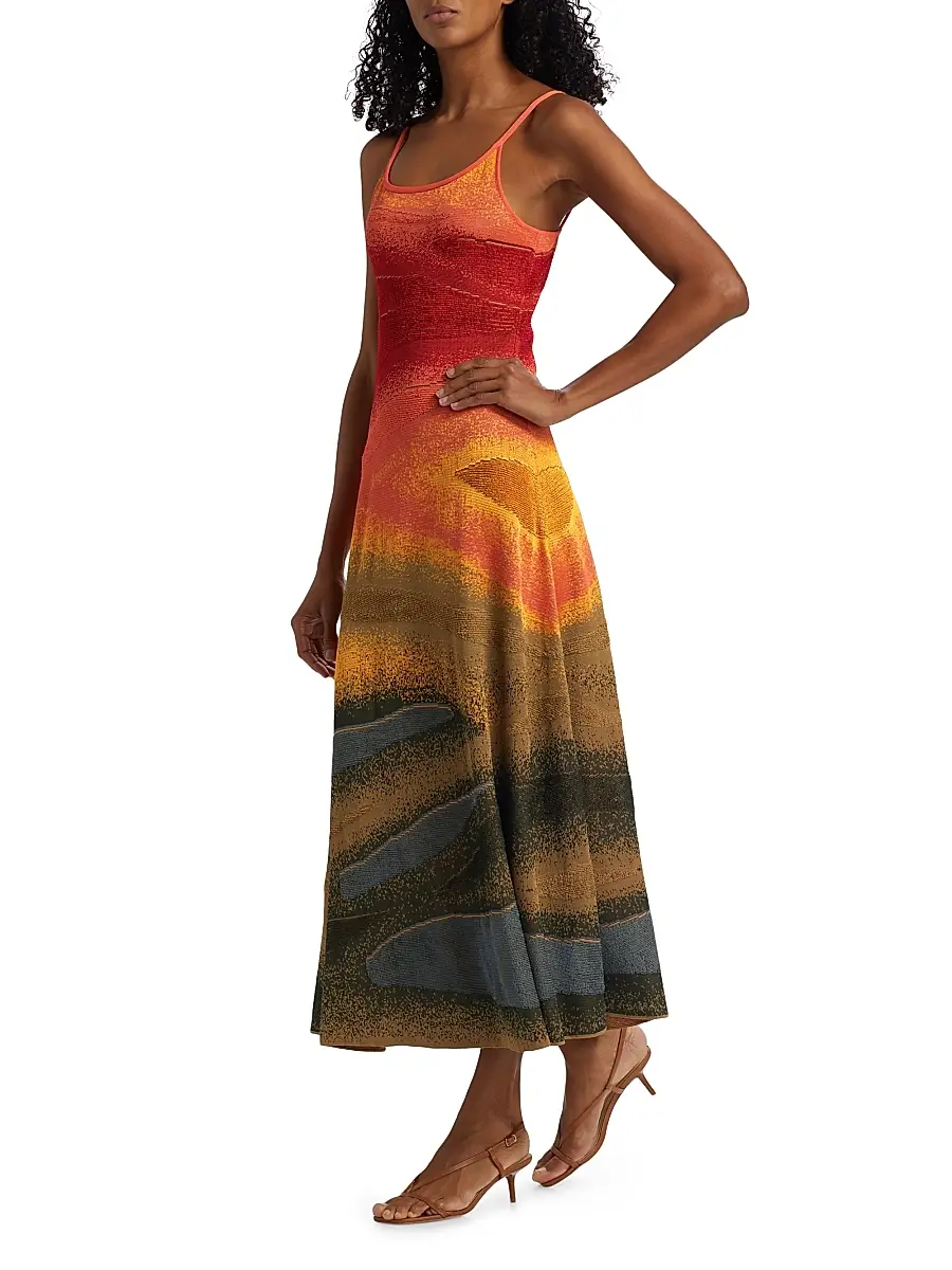 The Elder Statesman Women's Abstract Fine-Knit Sleeveless Midi-Dress | Thumbnail 4 The Elder Statesman Women's Abstract Fine-Knit Sleeveless Midi-Dress | Thumbnail 4