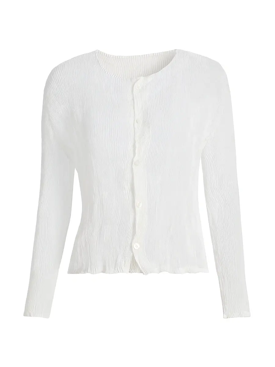 Issey Miyake Women's Twist Chiffon Button-Front Top - White - Size XS | Image 1 Issey Miyake Women's Twist Chiffon Button-Front Top - White - Size XS | Image 1