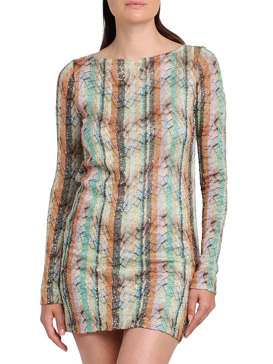 Missoni Women's Chevron & Striped Minidress - Light Multi | Thumbnail 3 Missoni Women's Chevron & Striped Minidress - Light Multi | Thumbnail 3