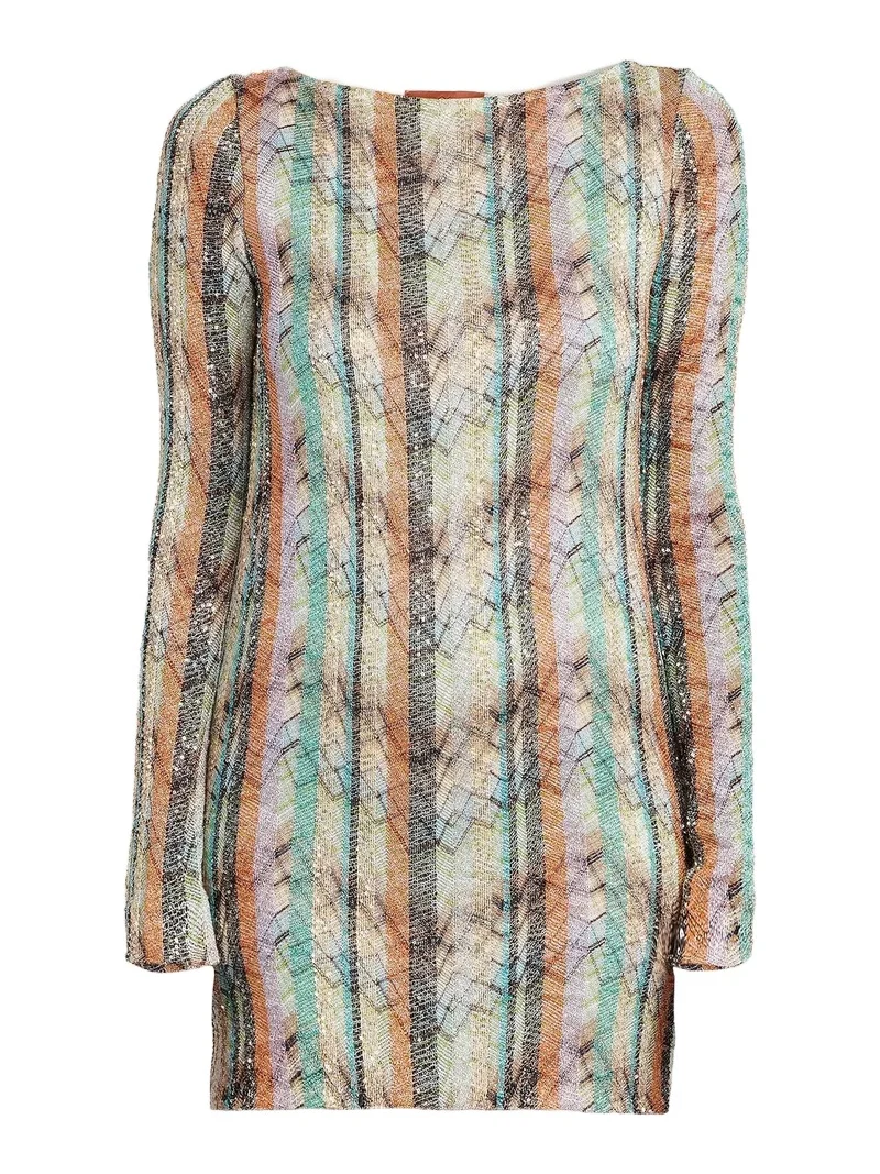 Women's Chevron & Striped Minidress - Light Multi
