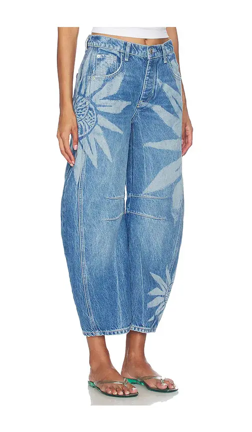 Free People x We The Free Good Luck Printed Barrel Jean | Thumbnail 2 Free People x We The Free Good Luck Printed Barrel Jean | Thumbnail 2