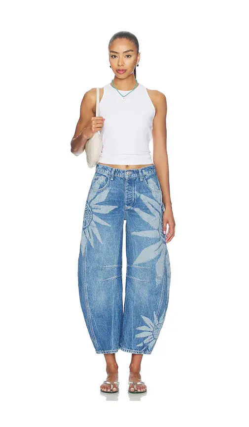 Free People x We The Free Good Luck Printed Barrel Jean | Thumbnail 5 Free People x We The Free Good Luck Printed Barrel Jean | Thumbnail 5
