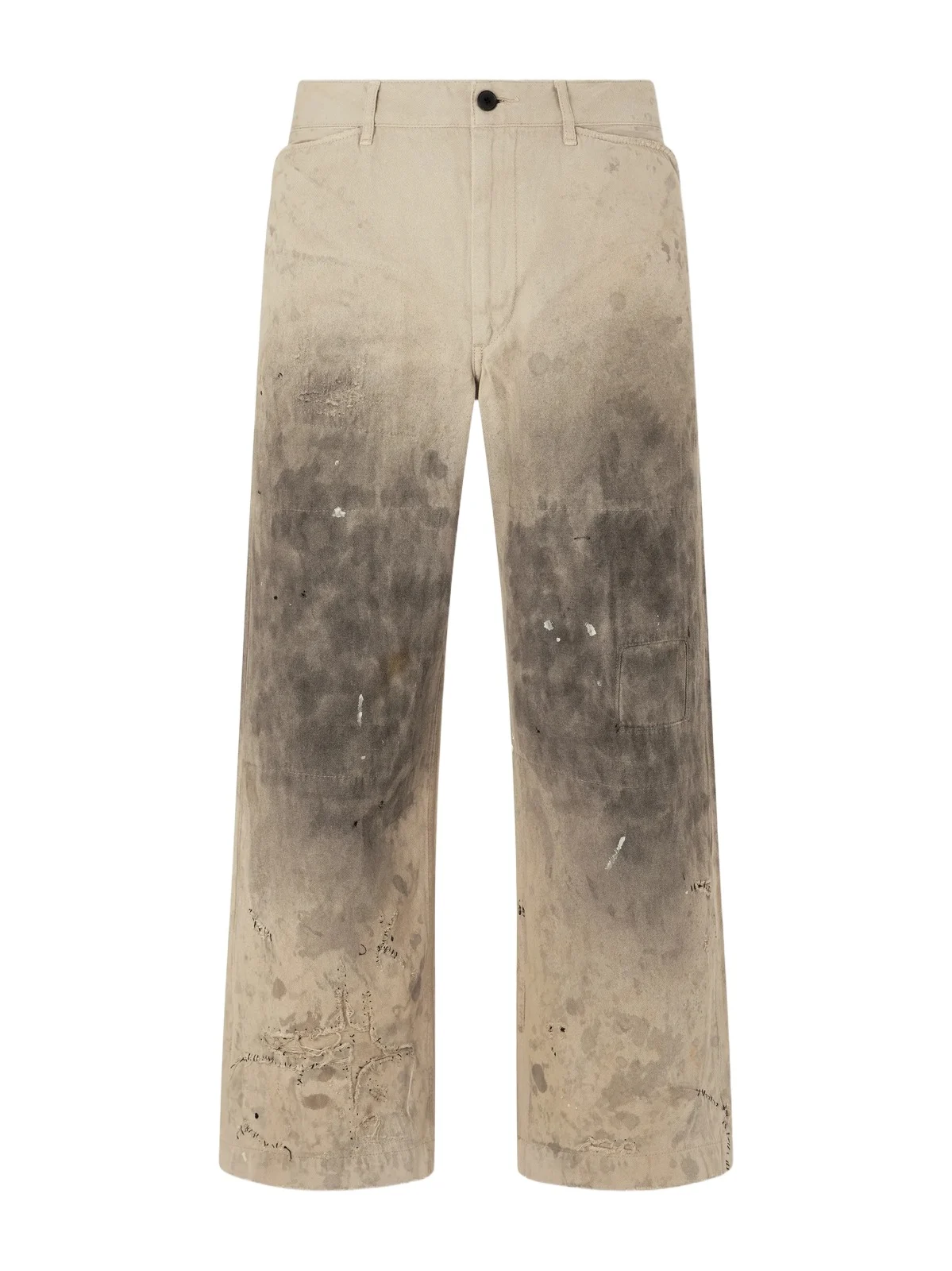 Straight-Leg Distressed Cotton and Linen-Blend Trousers - Men Straight-Leg Distressed Cotton and Linen-Blend Trousers - Men