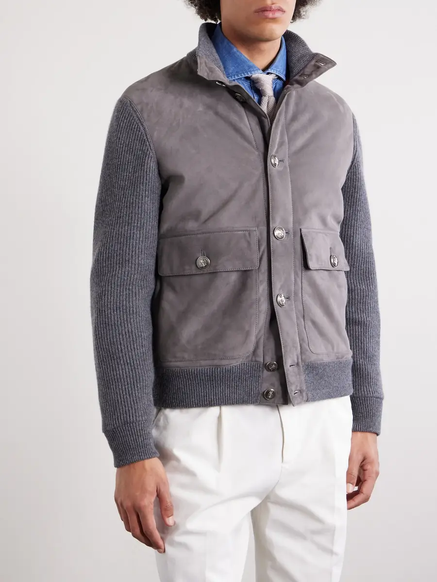 Brunello Cucinelli Cashmere-Trimmed Suede Jacket - Men | Thumbnail 3 Brunello Cucinelli Cashmere-Trimmed Suede Jacket - Men | Thumbnail 3
