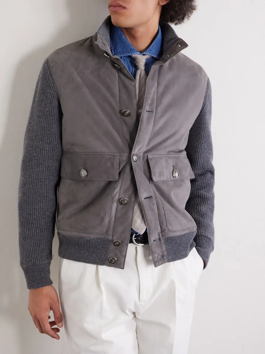 Brunello Cucinelli Cashmere-Trimmed Suede Jacket - Men | Thumbnail 5 Brunello Cucinelli Cashmere-Trimmed Suede Jacket - Men | Thumbnail 5
