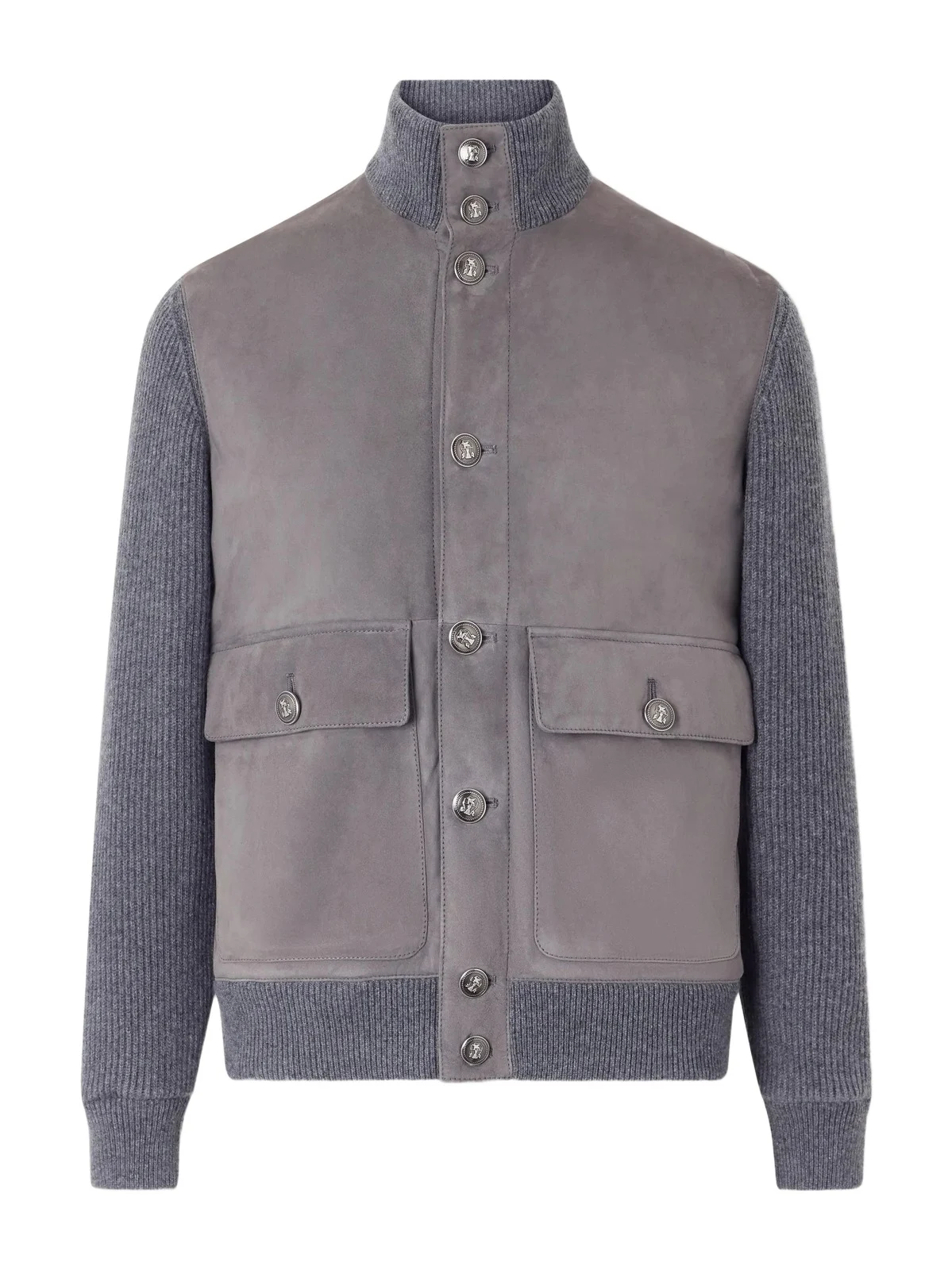 Ribbed-Cashmere and Suede Jacket - Men Ribbed-Cashmere and Suede Jacket - Men