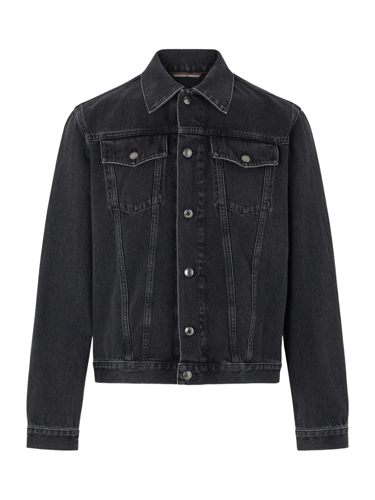 Leather-Trimmed Denim Jacket - Men Leather-Trimmed Denim Jacket - Men