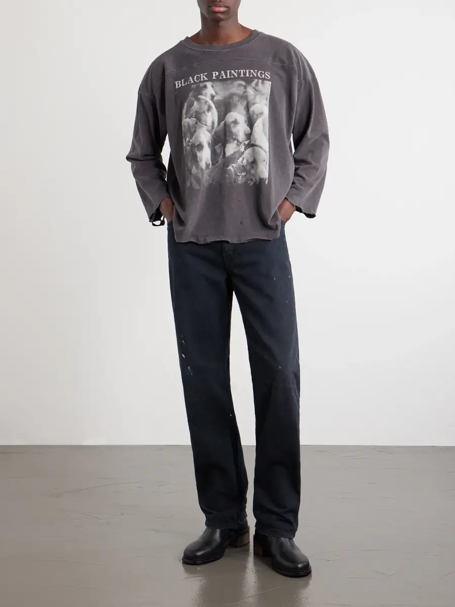 Enfants Riches Déprimés Black Paintings Distressed Printed Cotton-Jersey T-Shirt - Men | Thumbnail 2 Enfants Riches Déprimés Black Paintings Distressed Printed Cotton-Jersey T-Shirt - Men | Thumbnail 2