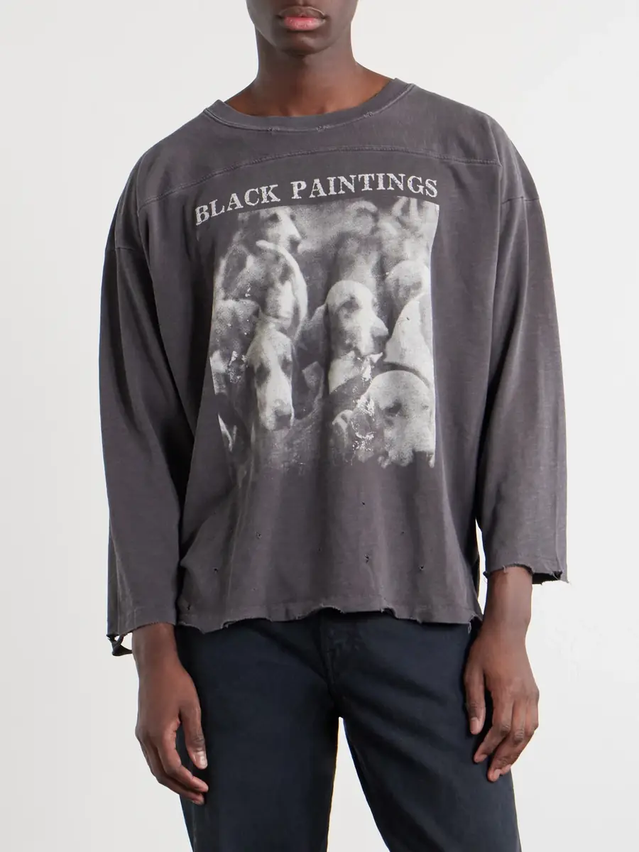 Enfants Riches Déprimés Black Paintings Distressed Printed Cotton-Jersey T-Shirt - Men | Thumbnail 3 Enfants Riches Déprimés Black Paintings Distressed Printed Cotton-Jersey T-Shirt - Men | Thumbnail 3