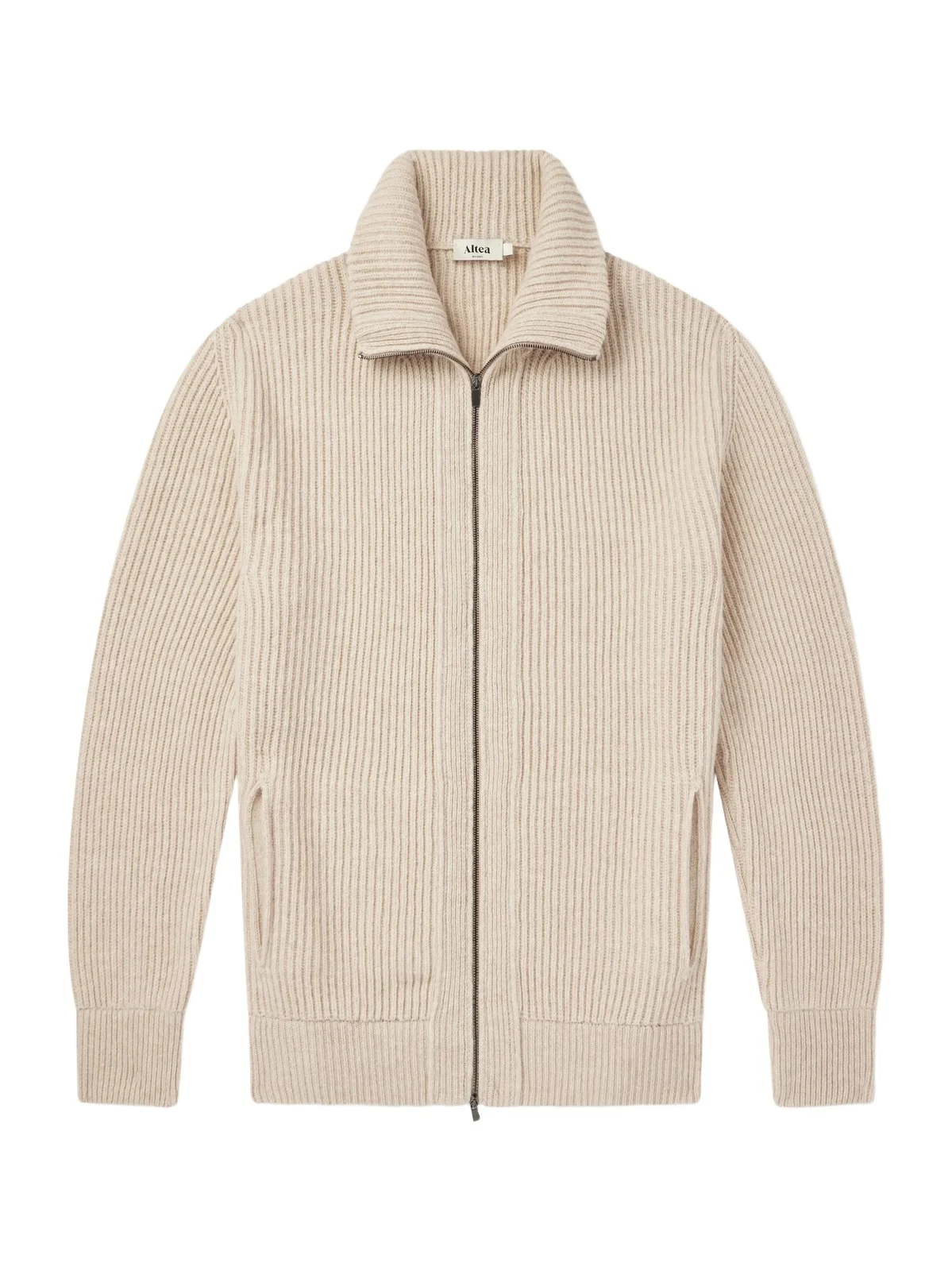 Ribbed Virgin Wool Cardigan - Men Ribbed Virgin Wool Cardigan - Men