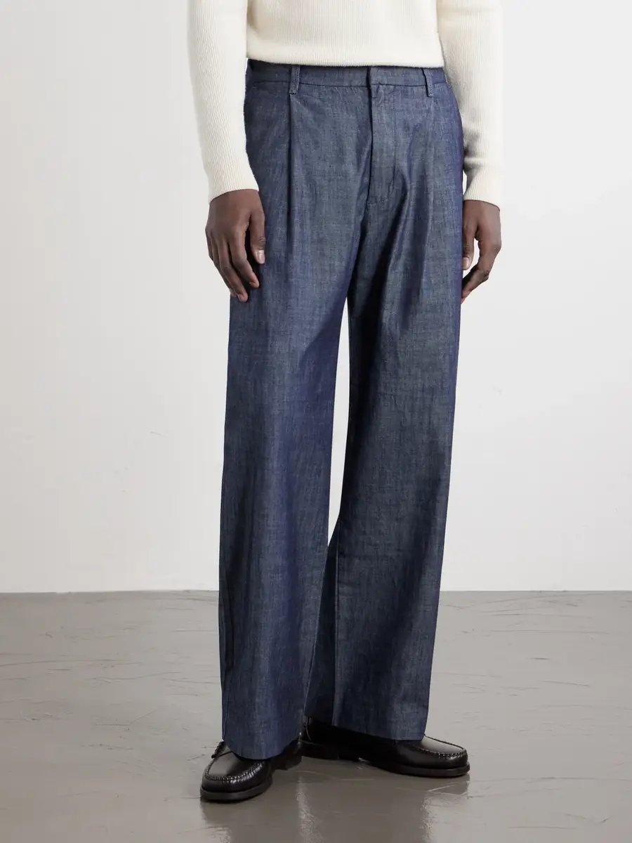 NN07 Kay 10056 Straight-Leg Pleated Organic Cotton-Chambray Trousers - Men | Thumbnail 3 NN07 Kay 10056 Straight-Leg Pleated Organic Cotton-Chambray Trousers - Men | Thumbnail 3
