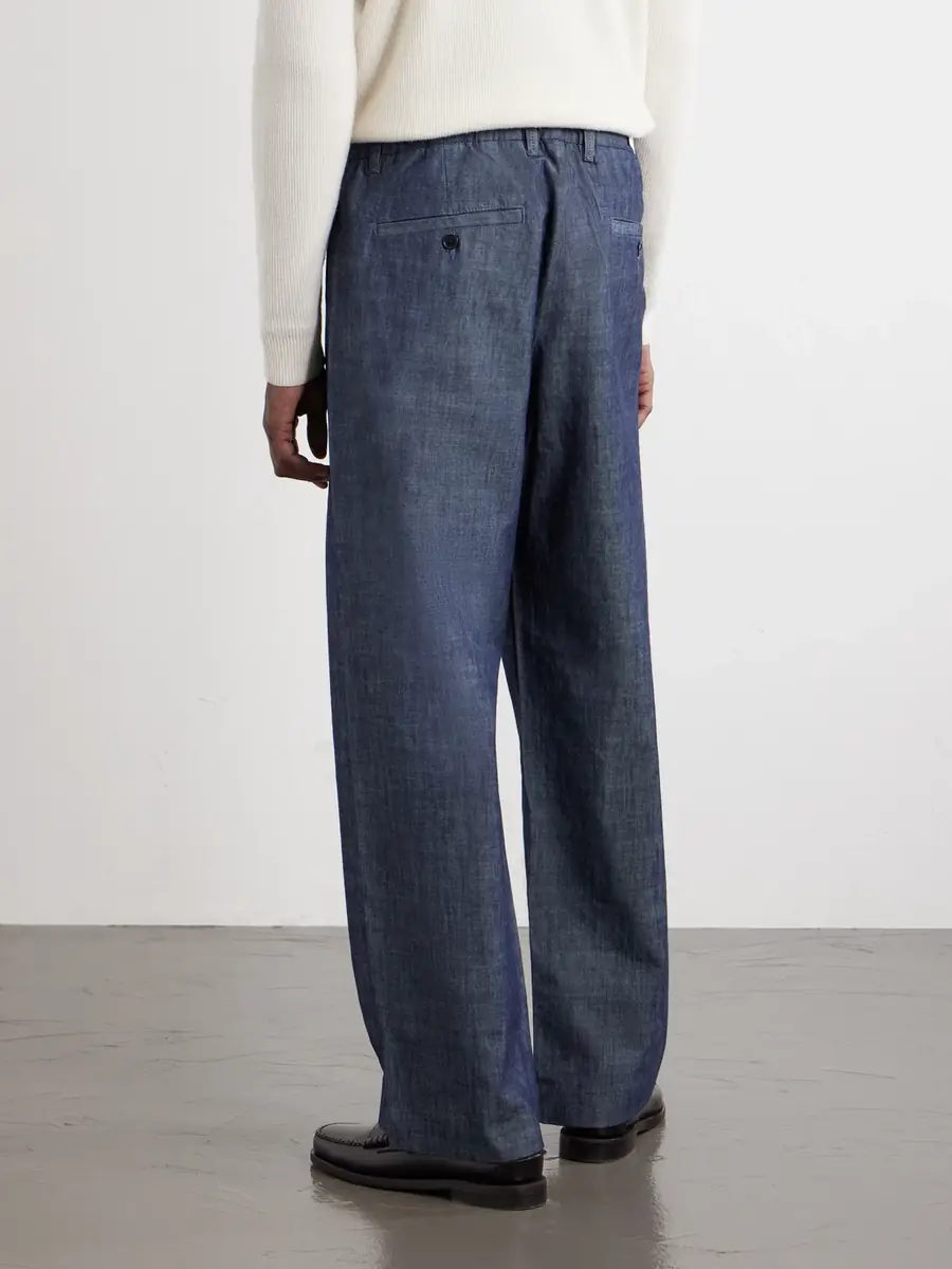 NN07 Kay 10056 Straight-Leg Pleated Organic Cotton-Chambray Trousers - Men | Thumbnail 4 NN07 Kay 10056 Straight-Leg Pleated Organic Cotton-Chambray Trousers - Men | Thumbnail 4