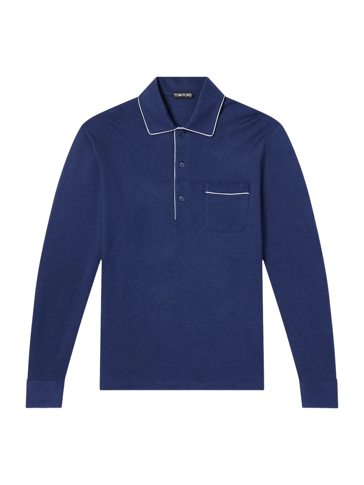 Piped Silk and Cotton-Blend Piqué Polo Shirt - Men Piped Silk and Cotton-Blend Piqué Polo Shirt - Men