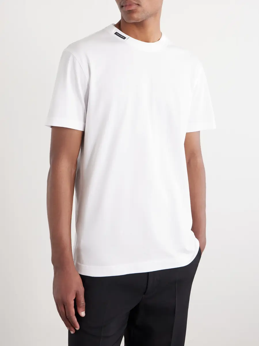 Dolce & Gabbana Logo-Appliquéd Cotton-Jersey T-Shirt - Men | Thumbnail 3 Dolce & Gabbana Logo-Appliquéd Cotton-Jersey T-Shirt - Men | Thumbnail 3