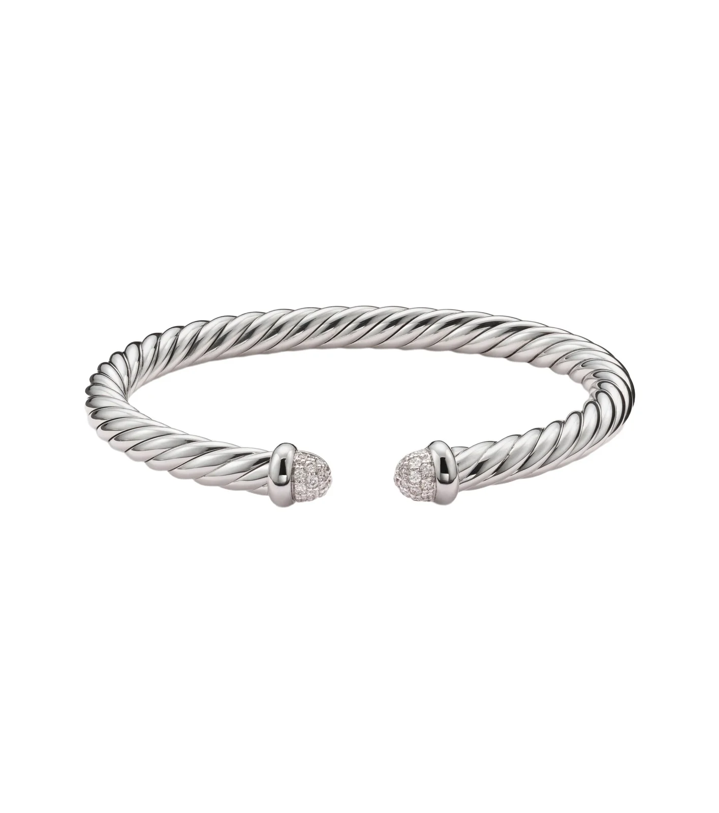 Cable Flex sterling silver cuff bracelet with diamonds Cable Flex sterling silver cuff bracelet with diamonds