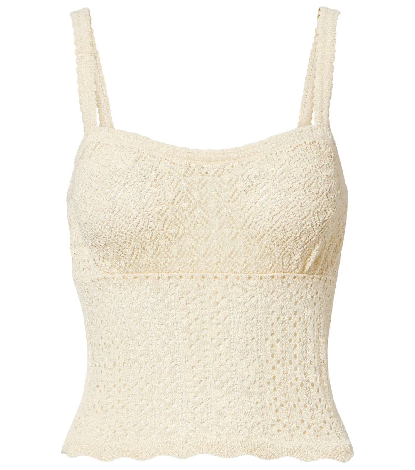 DÔEN Dôen Nadille pointelle scalloped top