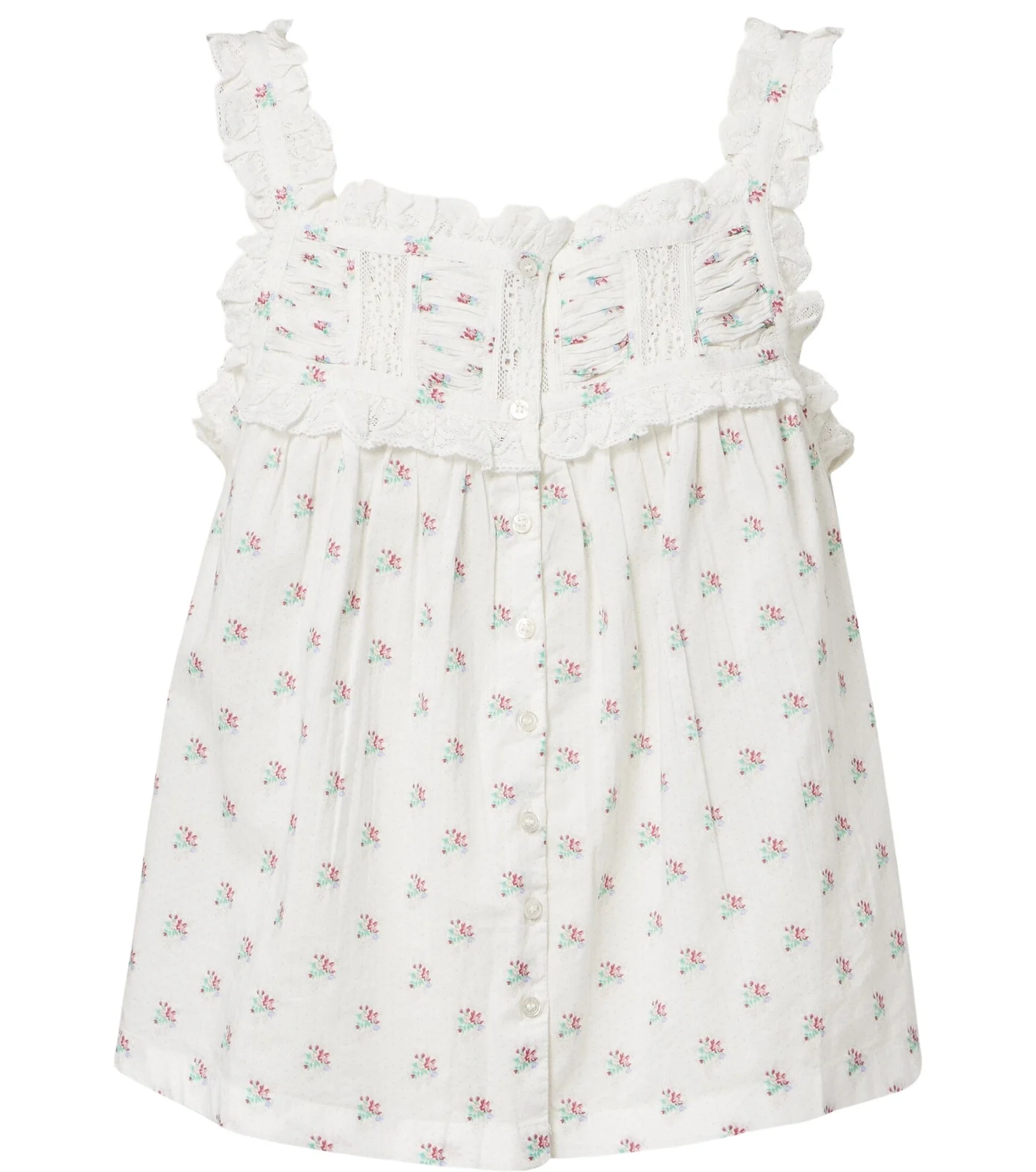 Dôen Fidella floral lace-trimmed cotton top Dôen Fidella floral lace-trimmed cotton top