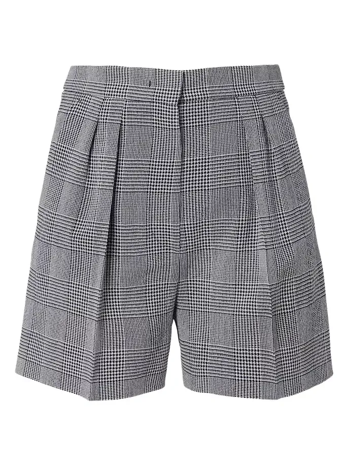 Prince of Wales check wool crêpe shorts
