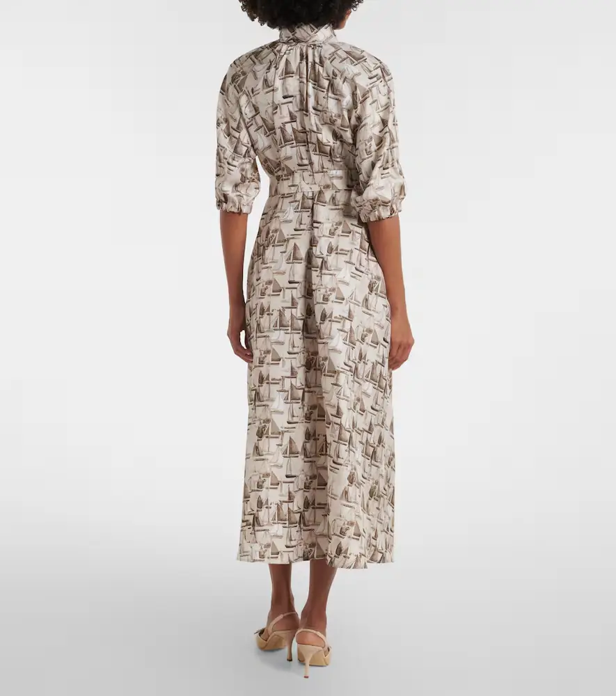 Max Mara Printed tie-neck silk twill midi dress | Thumbnail 4 Max Mara Printed tie-neck silk twill midi dress | Thumbnail 4