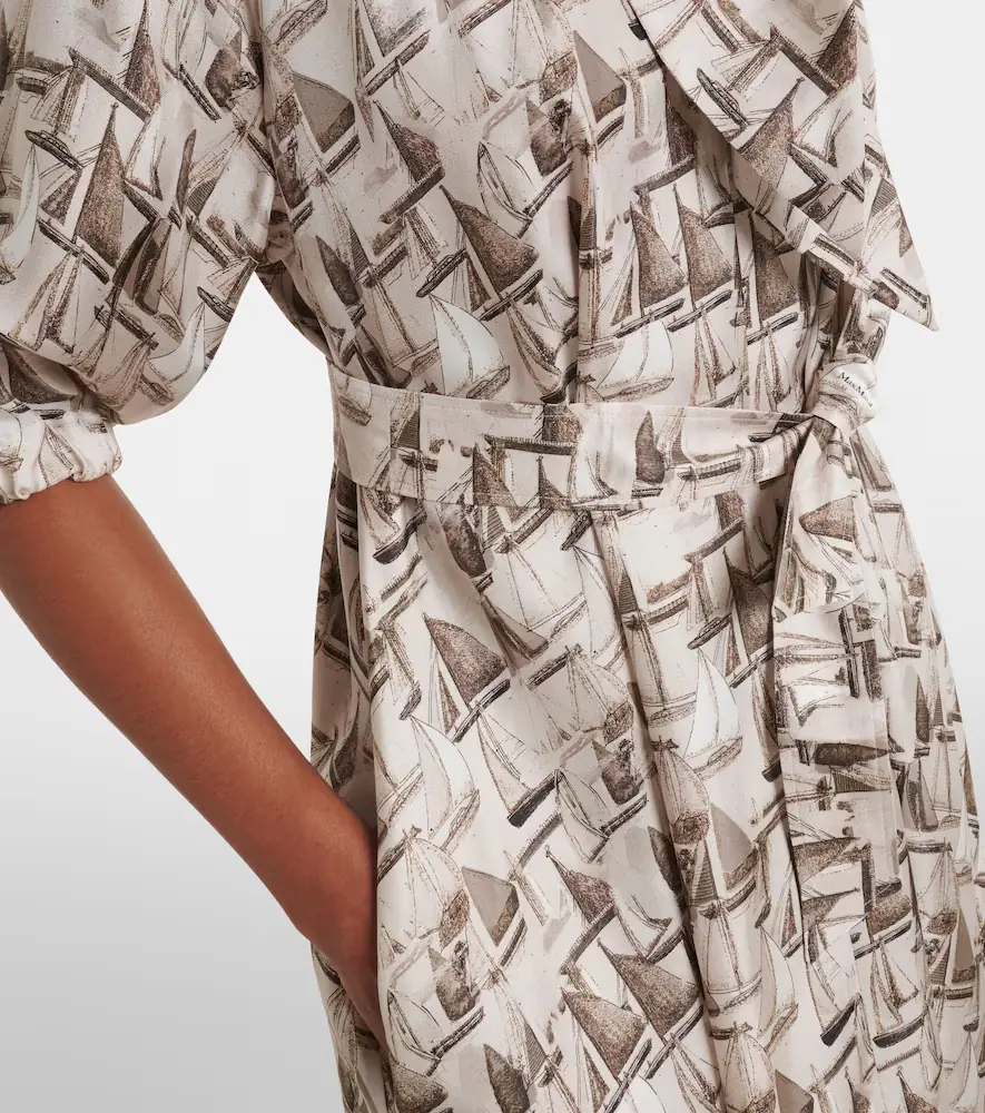 Max Mara Printed tie-neck silk twill midi dress | Thumbnail 6 Max Mara Printed tie-neck silk twill midi dress | Thumbnail 6