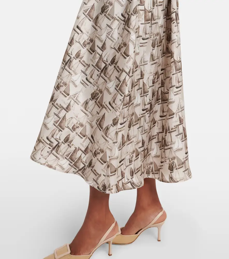 Max Mara Printed tie-neck silk twill midi dress | Thumbnail 7 Max Mara Printed tie-neck silk twill midi dress | Thumbnail 7