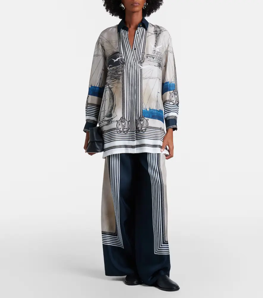 Max Mara Oversized printed silk twill shirt | Thumbnail 4 Max Mara Oversized printed silk twill shirt | Thumbnail 4