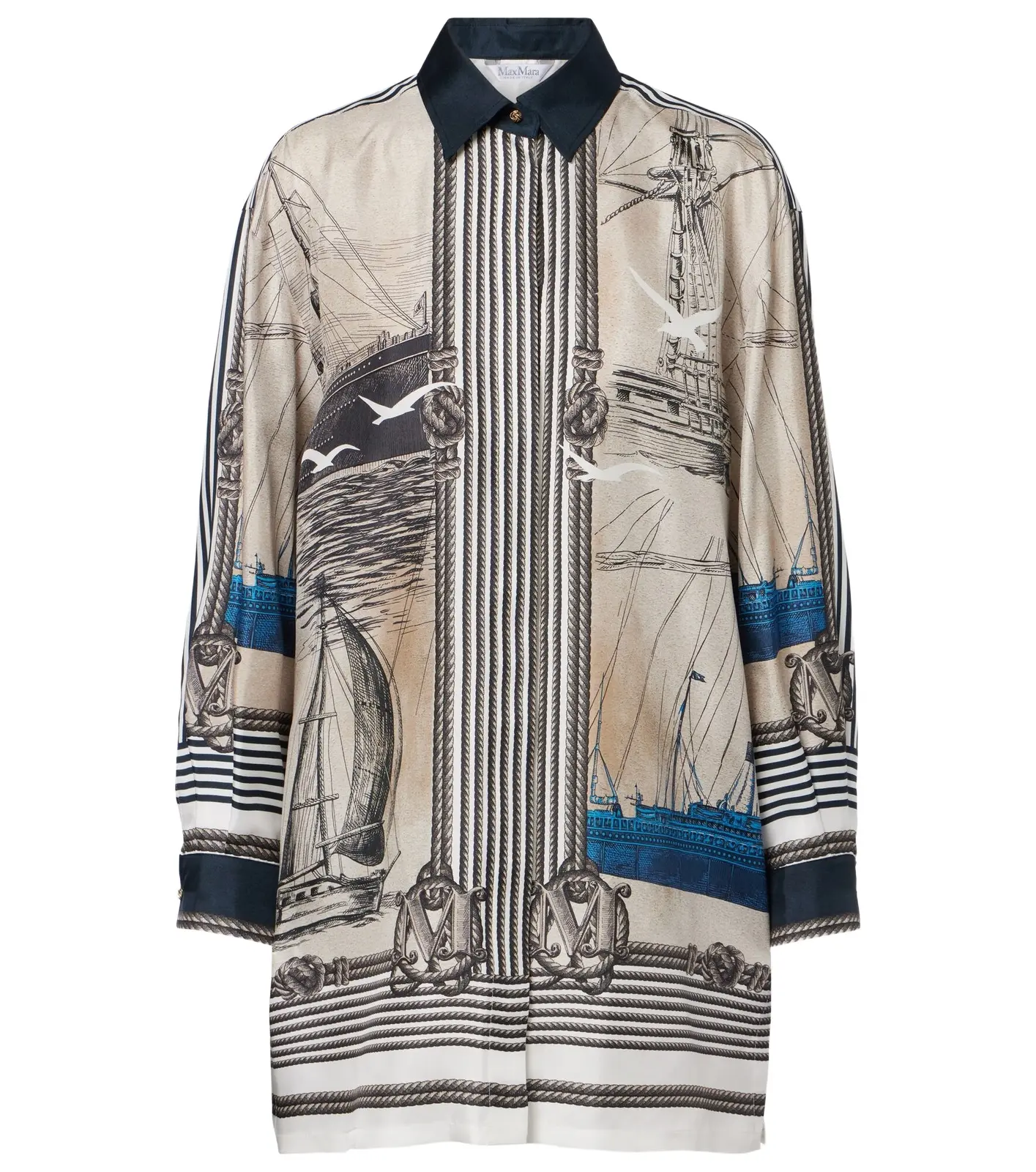Oversized printed silk twill shirt Oversized printed silk twill shirt