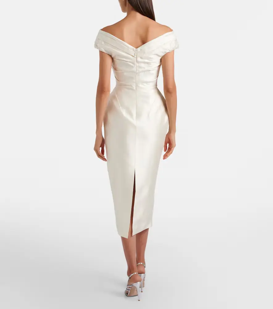 Rachel Gilbert Bronte off-shoulder wool and silk cocktail dress | Thumbnail 2